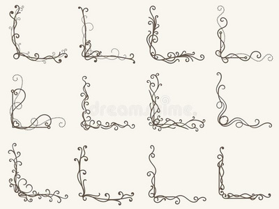 矢量说明关于装饰的角落框架放置