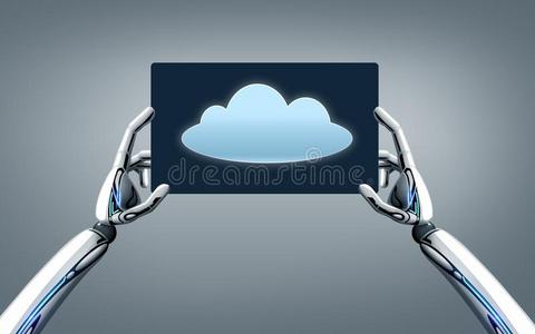 机器人手和云影像向碑personalcomputer个人计算机屏幕