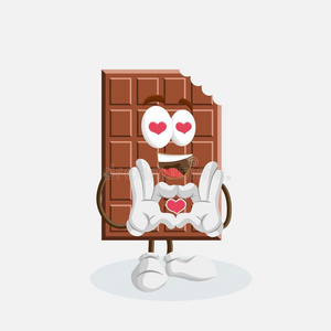 巧克力吉祥物和背景采用爱使摆姿势