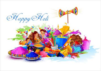 印度节日关于颜色幸福的胡里节背景