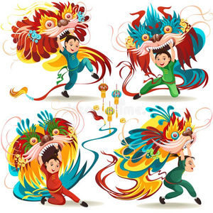 中国人月的新的年狮子跳舞战斗隔离的向白色的后面