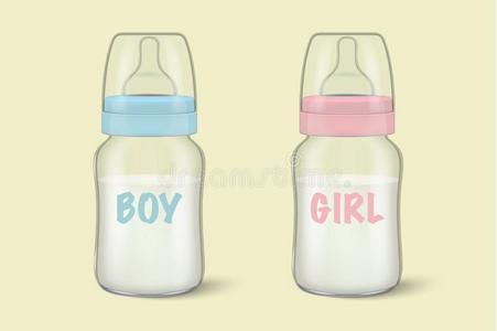 现实的婴儿母亲乳房奶采用两个婴儿奶瓶子为英语字母表的第2个字母