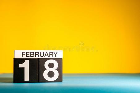 二月18Thailand泰国.一天18关于二月m向Thailand泰国,日历向黄色的背
