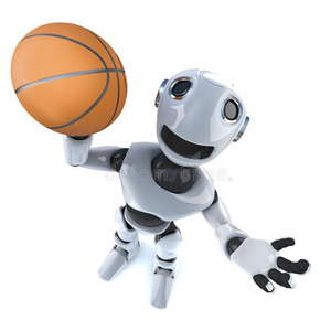 3英语字母表中的第四个字母漫画机器人男人演奏篮球