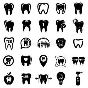 牙标识牙齿的诊所偶像放置,简单的方式