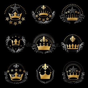 王国的王冠象征放置.纹章学的矢量设计原理学院
