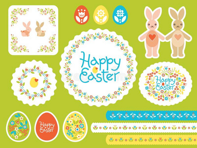 幸福的复活节矢量放置和有色的卵为招呼卡片,广告,
