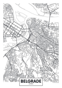 详细的矢量海报城市地图贝尔格莱德