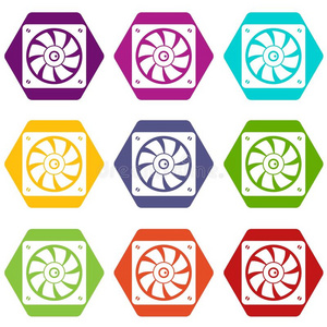 计算机扇子偶像放置颜色六面体