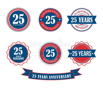 25年周年纪念日徽章象征邮票矢量