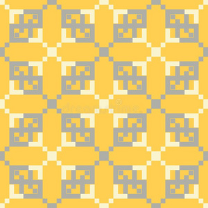 几何学的无缝的模式.黄色的灰色和白色的有色的后面