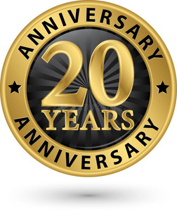 20年周年纪念日金标签,矢量说明