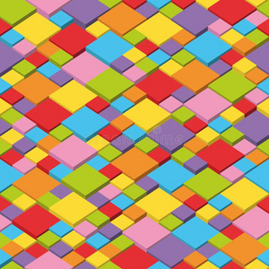 抽象的矢量背景关于许多-有色的立方形的东西,无缝的和