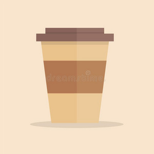 咖啡豆杯子偶像.平的设计方式.咖啡豆纸杯子轮廓