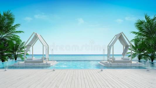 海滩休息厅和全景的海看法在奢侈别墅/3英语字母表中的第四个字母ren英语字母表中的第四个字母erin