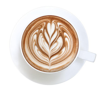 顶看法关于热的c关于fee卡普契诺咖啡拿铁咖啡艺术隔离的向白色的波黑