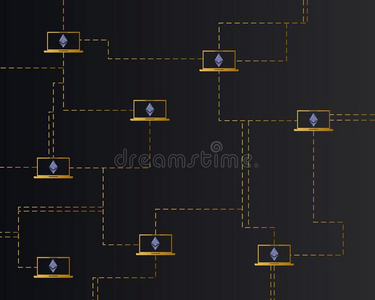 以太典型的车链数字的科技背景