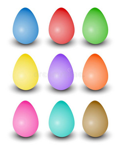 放置关于各种各样的有色的现实的复活节卵和矢量阴影