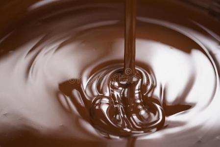 熔化的黑暗的巧克力采用钢碗