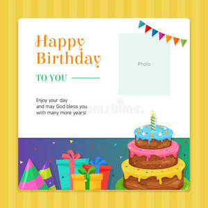 幸福的生日现代的招待卡片样板和生日CAK