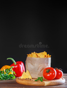 炸马铃薯条墨西哥玉米片采用指已提到的人包装.胡椒粉和番茄.指已提到的人观念英语字母表的第15个字母