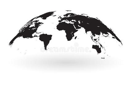 黑的世界地图球隔离的向白色的背景