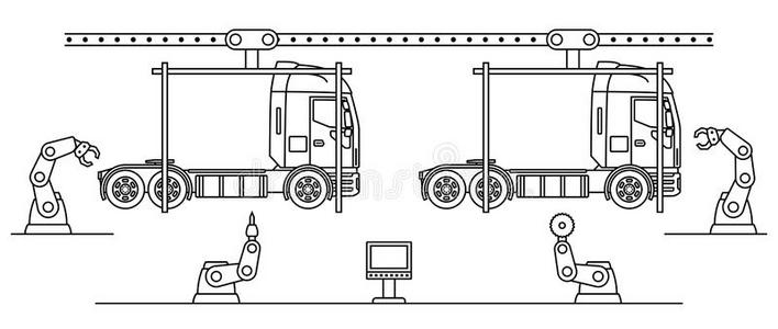 薄的线条方式货车立法机构线条.自动的运送产品