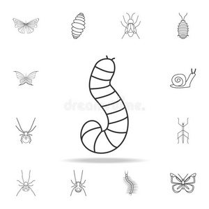 幼虫偶像.详细的放置关于昆虫线条插图.额外费用