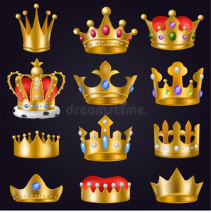 王冠矢量金色的王国的珠宝象征关于国王女王和人名