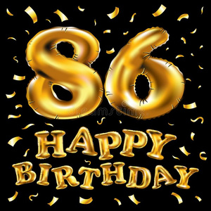 矢量幸福的生日86Thail和泰国庆祝金气球和金en