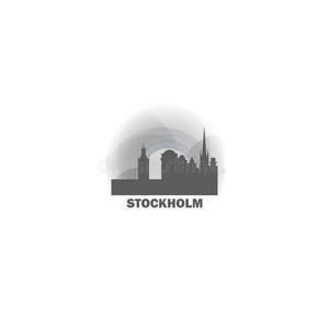 斯德哥尔摩城市地平线轮廓矢量标识说明