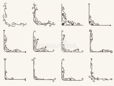 矢量说明关于装饰的角落框架放置