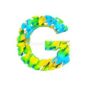 字母表信英语字母表的第7个字母大写字母盘.液体字体使关于蓝色,绿色的和