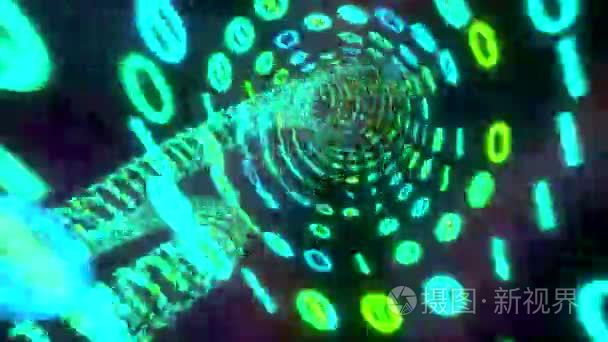 二进制的隧道旋涡式星体飞行通过空间翘曲速度维度蓝绿色