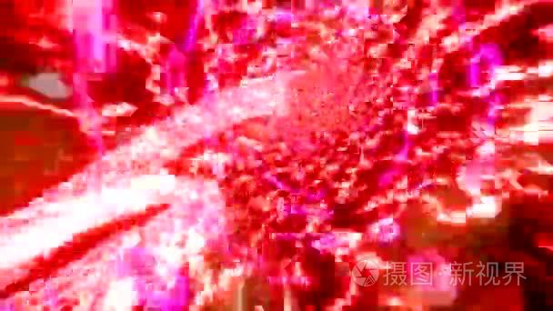 通过空间翘曲速度维度红色粉红色二进制隧道旋涡式星体飞行