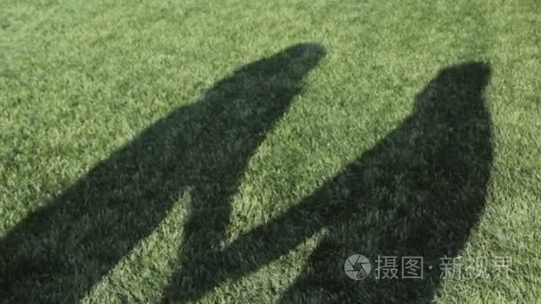 情侣接吻在足球场上的影子视频