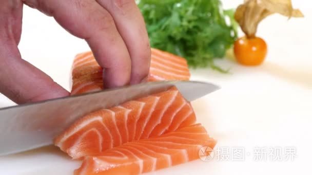 寿司厨师片三文鱼扒饭风格视频