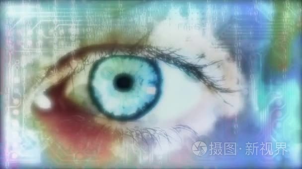 眼睛和二进制代码视频