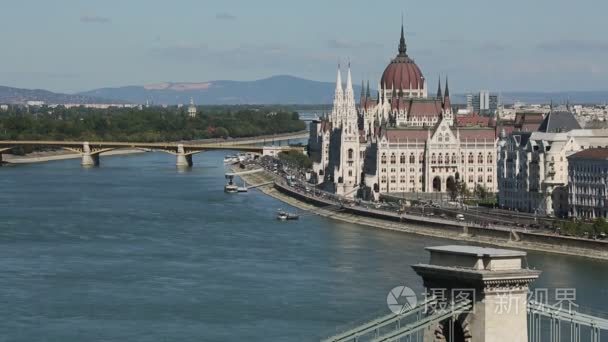 匈牙利国会大厦的视图视频