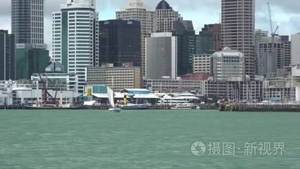 奥克兰天际线新西兰从船的观点视频