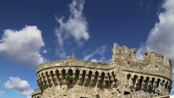 中世纪城墙在希腊罗得斯镇视频