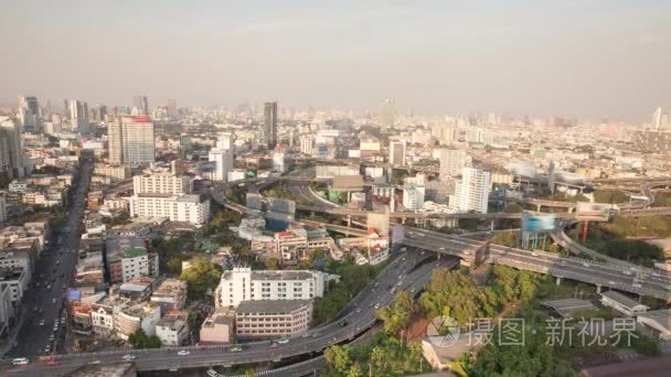 在曼谷的延时顶视图高速公路