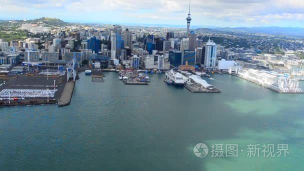 新西兰奥克兰金融中心鸟瞰图视频