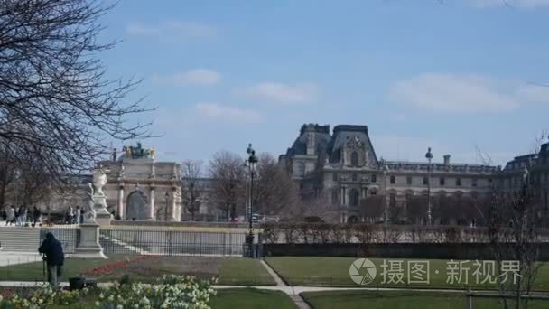在巴黎著名的杜乐丽花园视频