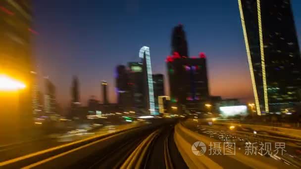 迪拜的旅程高架铁路地铁系统视频