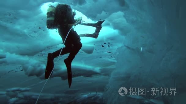 在北极在地理北极的水肺潜水视频