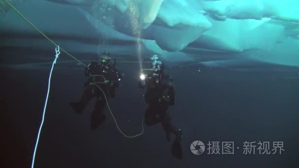 在北极在地理北极的水肺潜水视频