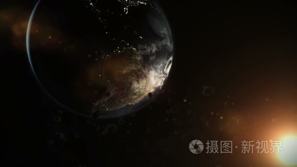 地球和空间中的小行星视频