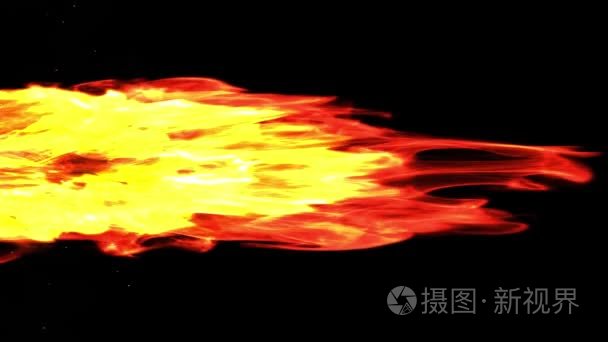     Animation of huge fireball flame blasting beam from left to 