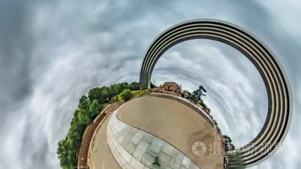 Little Tiny Planet 360 Degree Kiev Sights Peoples Friendship Arc